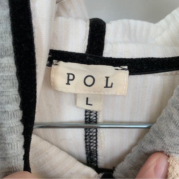 POL Cream & Gray Ribbed Hoodie Size L - Picture 8 of 9